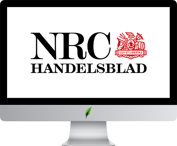 Afbeelding computerscherm met logo NRC Handelsblad in kleur op transparante achtergrond - 600 * 496 pixels